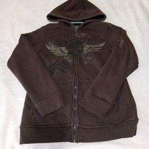 HELIX Boys Sherpa Lined Full Zip Hoodie Size Large Grunge Skater Punk